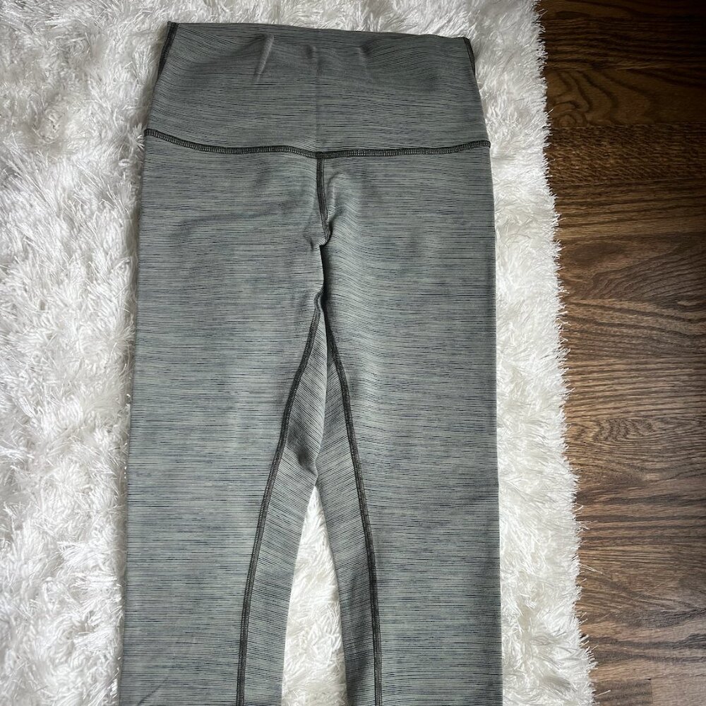 Lululemon crop blue and green stripped leggings